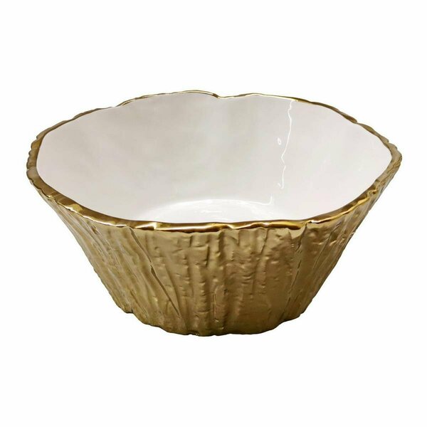 Jiallo 10.5 in. Botanic Porcelain Tree Bark Bowl, Gold 69003